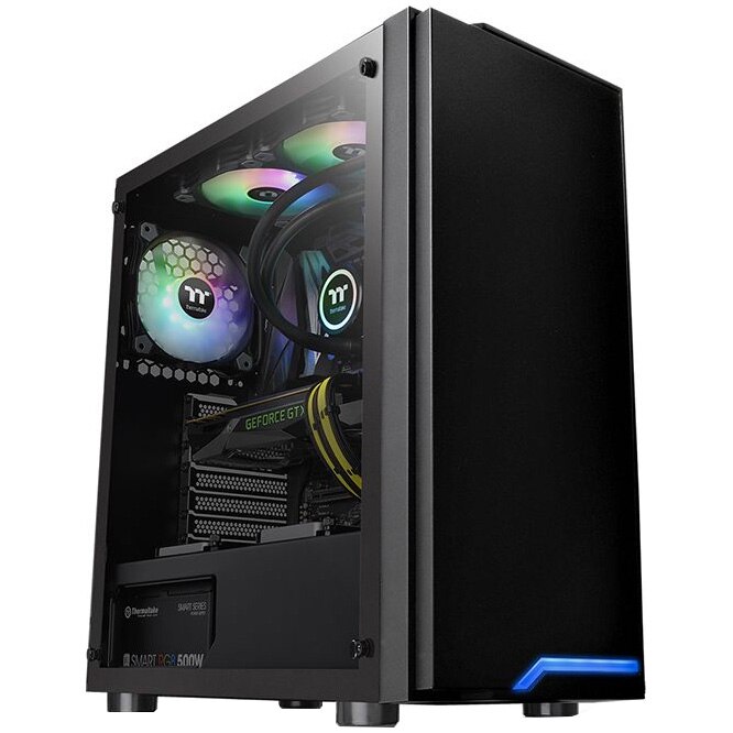 Carcasa Thermaltake H100 Tempered Glass, Middle Tower, fara sursa, ATX, neagra