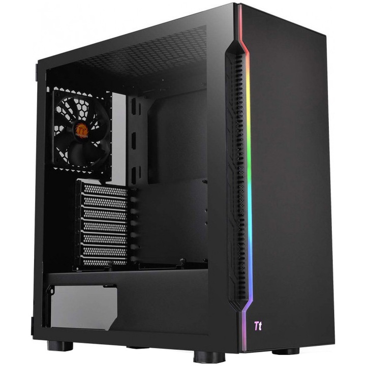 Компютърна кутия Thermaltake H200 Tempered Glass RGB, Middle Tower, Без захранващ блок, ATX, Черна