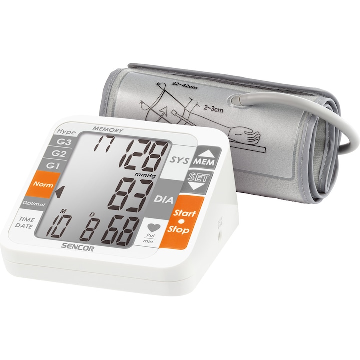 Sencor SBP 690 elektronikus vérnyomásmérő, fehér