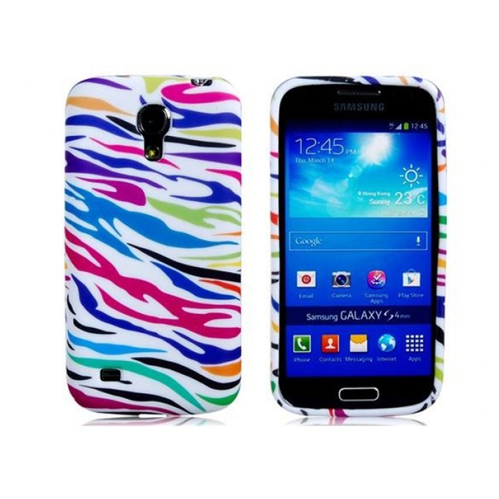Протектор AT за Samsung Galaxy S4 mini, силиконов, case, цветна зебра
