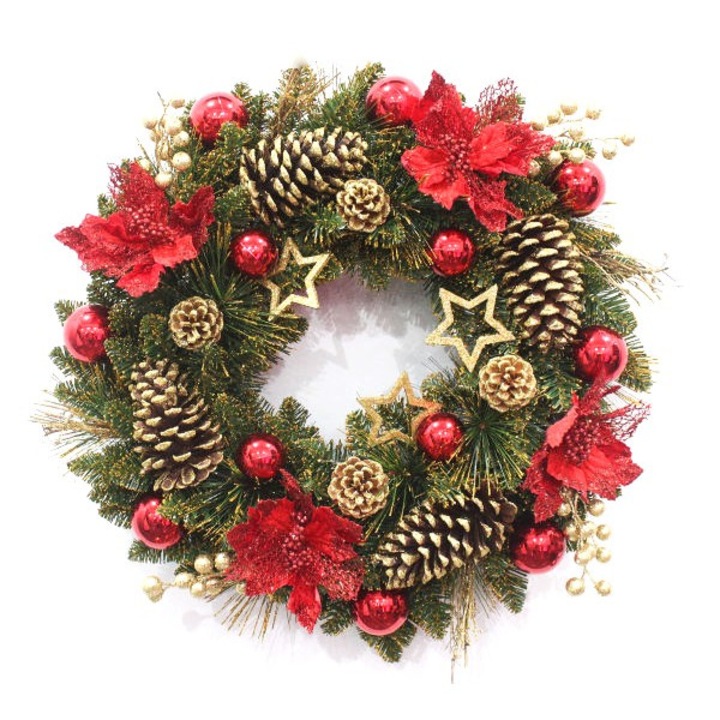 Coronita brad artificial cu decoratiuni, 50cm, TP-117-R