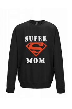 Pulover dama din bumbac 80%, poliester 20%, MAYKA, model SUPER MOM, Negru Pulover dama din bumbac 80%, poliester 20%, MAYKA, model SUPER MOM, Negru