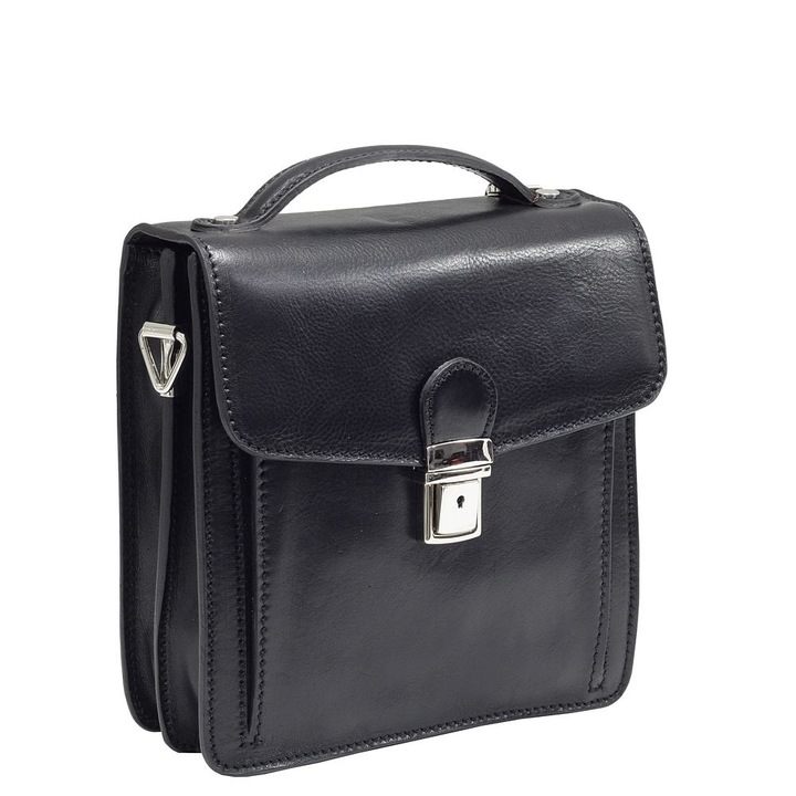 Мъжка чанта от естествена кожа, The Bag Shop, S4407, Черен