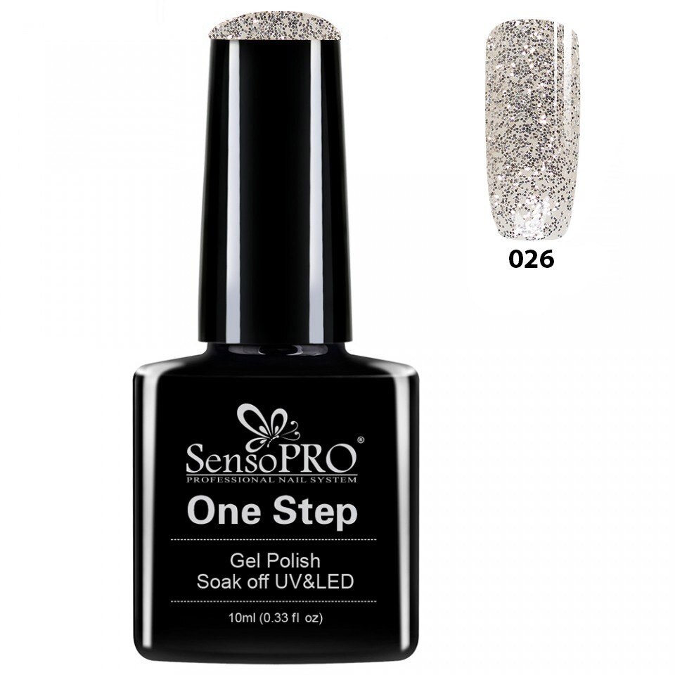 Oja Semipermanenta SensoPRO One Step 10ml culoare Argintiu - 026 Sparkley
