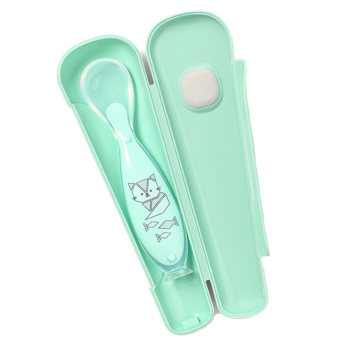 Lingurita din silicon cu ventuza BabyOno 1461/01, Verde 6+ luni