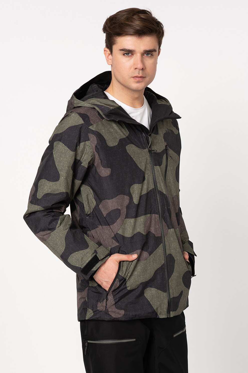 The North Face, Geaca impermeabila, pentru drumetii Descendit, Verde militar/Negru