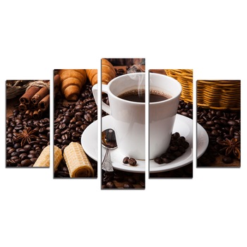 Set Tablouri Multicanvas 5 Piese, Cafea, 158х90 cm Set Tablouri Multicanvas 5 Piese, Cafea, 158х90 cm