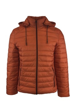 Geaca usoara, UNIVERS FASHION, aspect matlasat cu vatelina si gluga ajustabila, oranj - S Geaca usoara, UNIVERS FASHION, aspect matlasat cu vatelina si gluga ajustabila, oranj - S