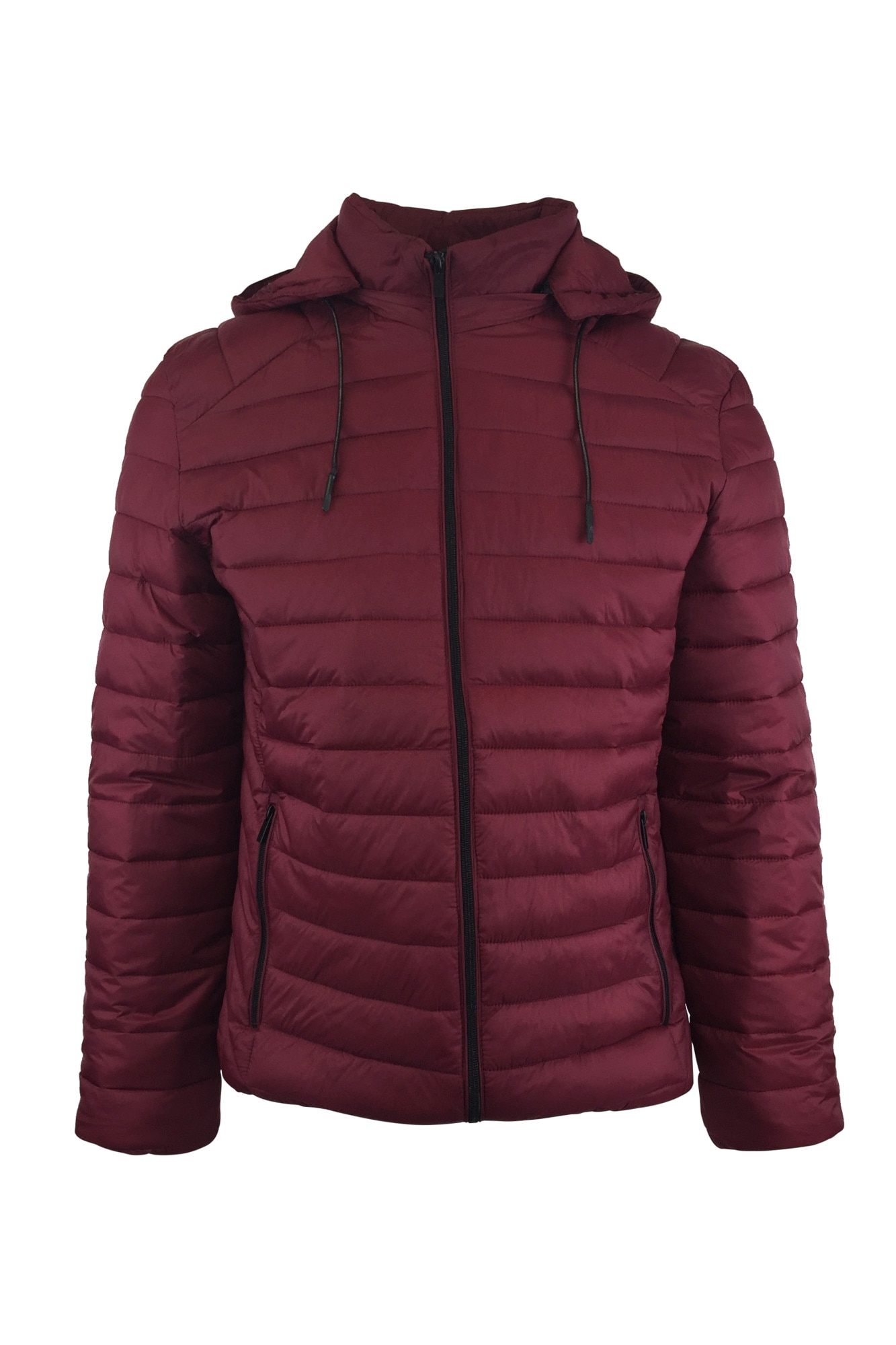 Geaca usoara, UNIVERS FASHION, aspect matlasat cu vatelina si gluga ajustabila, grena