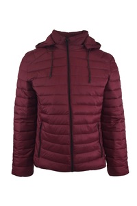 Geaca usoara, UNIVERS FASHION, aspect matlasat cu vatelina si gluga ajustabila, grena - S
