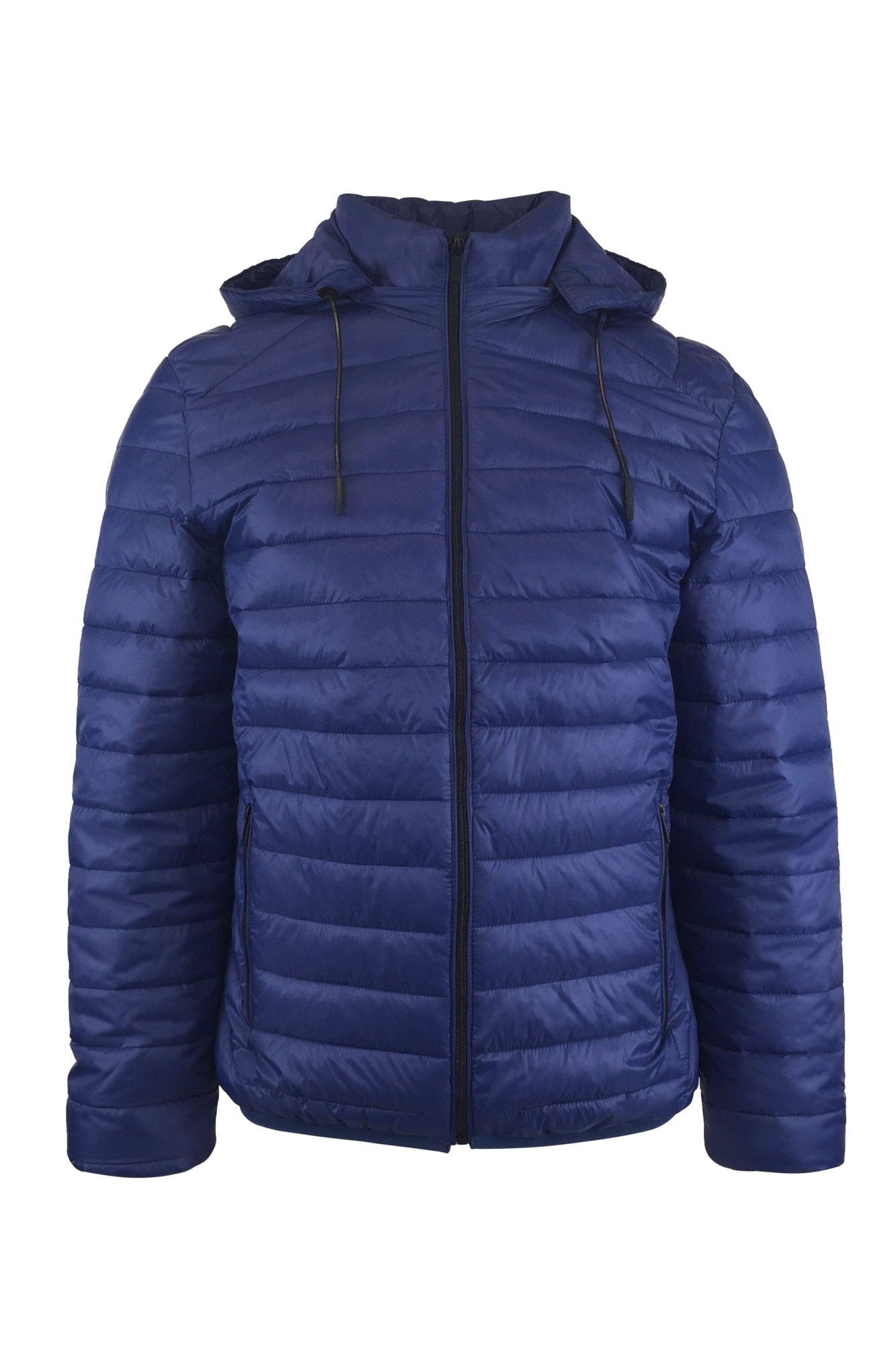 Geaca usoara, UNIVERS FASHION, aspect matlasat cu vatelina si gluga ajustabila, albastru deschis - M