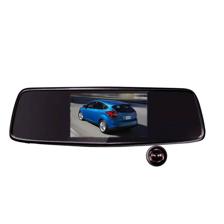 Camera Auto DVR Tripla Fata Habitaclu Spate, Rezolutie ULTRA, 170 de Grade Unghi de Filmare Extralarg, Display 5 Inch FHD, WDR, G-Senzor, Vedere Nocturna, Difuzor Incorporat