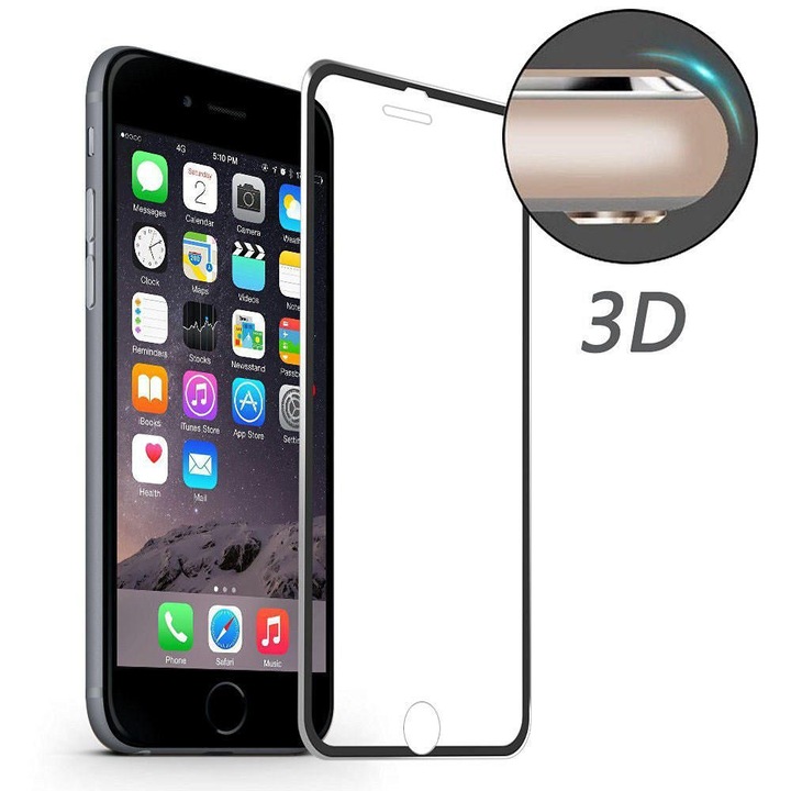 Стъклен протектор HOCO. Premium Product 3D Tempered Glass Shock Proof Iphone 6 Plus, 6s Plus, 7 Plus, 8 Plus, Бяла Рамка