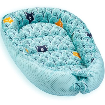 Cosulet bebelus pentru dormit Baby Nest Cocoon 90x50 cm Mint forest, turcoaz Cosulet bebelus pentru dormit Baby Nest Cocoon 90x50 cm Mint forest, turcoaz