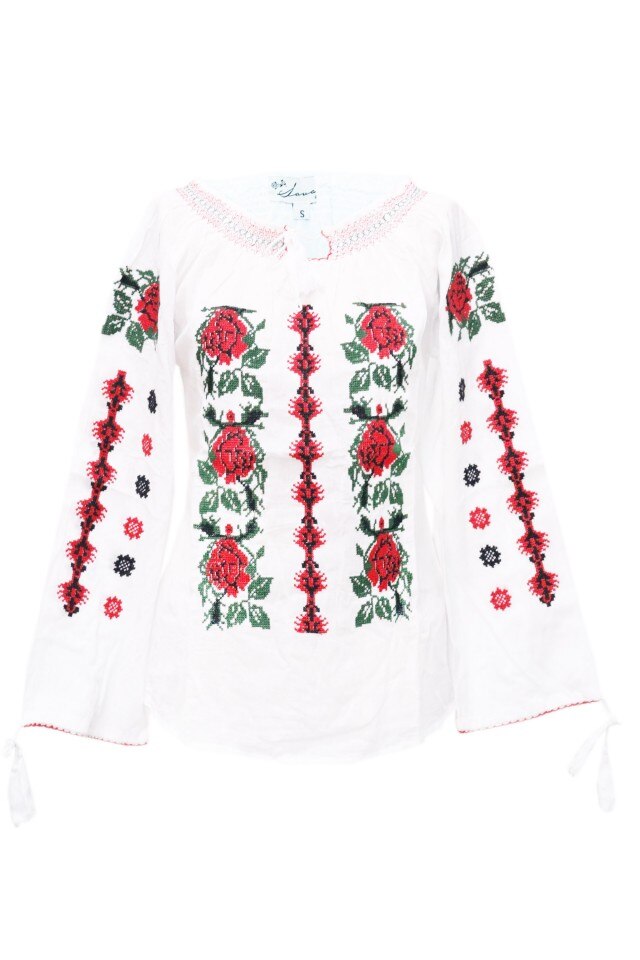 Bluza dama tip ie, brodata, traditionala, Alb, dae5135, XL INTL