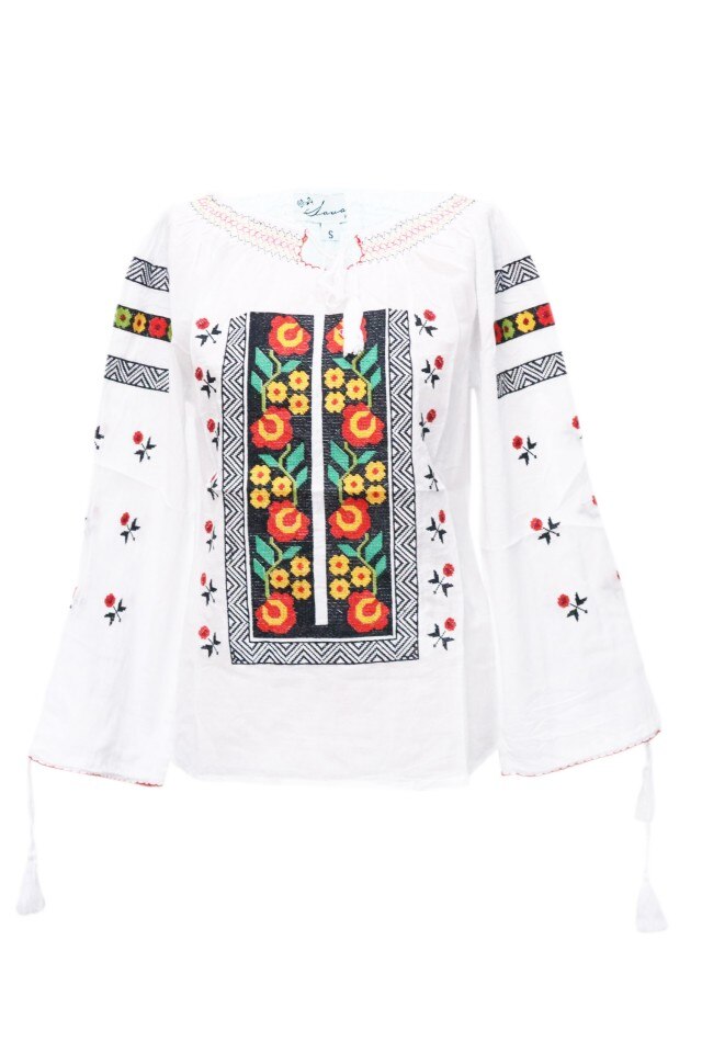 Bluza dama tip ie, brodata, traditionala, Alb, dae5136, S INTL