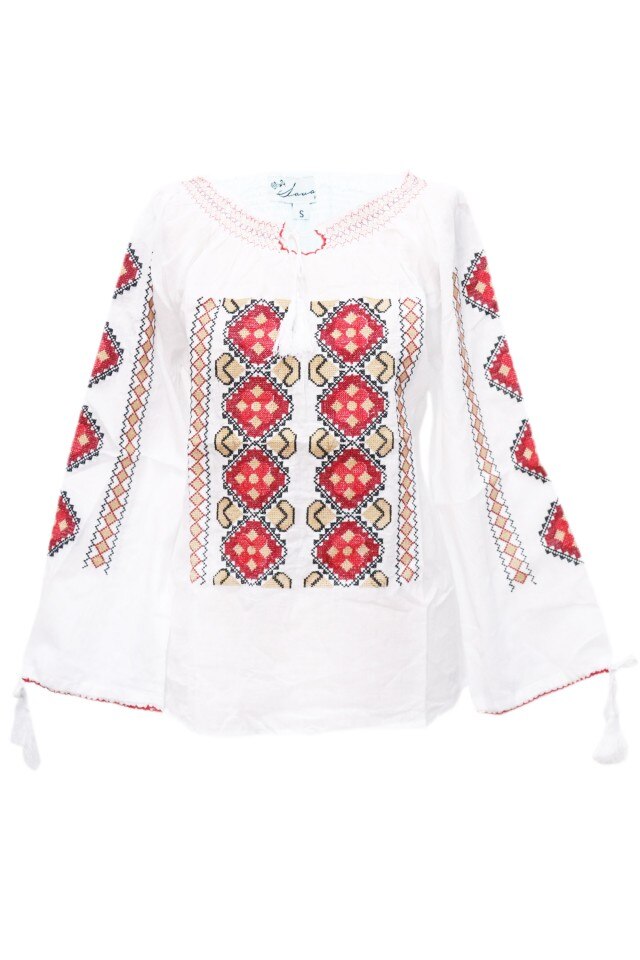 Bluza dama tip ie, brodata, traditionala, Alb, dae5137, 3XL INTL