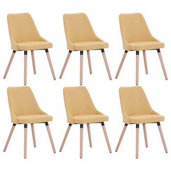 Set de 6 scaune de bucatarie, vidaXL, Galben, 43 x 43 x 83 cm, tapitate