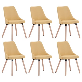 Set de 6 scaune de bucatarie, vidaXL, Galben, 43 x 43 x 83 cm, tapitate Set de 6 scaune de bucatarie, vidaXL, Galben, 43 x 43 x 83 cm, tapitate