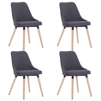 Set de 4 scaune de bucatarie, vidaXL, Gri inchis, 43 x 43 x 83 cm, tapitate