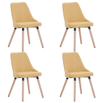 Set de 4 scaune de bucatarie, vidaXL, Galben, 43 x 43 x 83 cm, tapitate