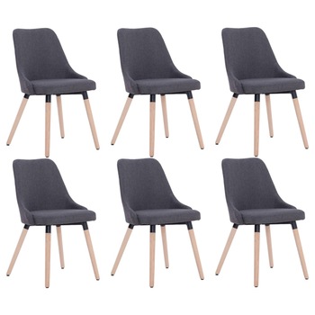 Set de 6 scaune de bucatarie, vidaXL, Gri inchis, 43 x 43 x 83 cm, tapitate Set de 6 scaune de bucatarie, vidaXL, Gri inchis, 43 x 43 x 83 cm, tapitate