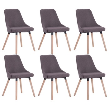 Set de 6 scaune de bucatarie, vidaXL, Maro inchis, 43 x 43 x 83 cm, tapitate