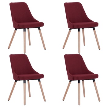 Set de 4 scaune de bucatarie, vidaXL, Grena, 43 x 43 x 83 cm, tapitate Set de 4 scaune de bucatarie, vidaXL, Grena, 43 x 43 x 83 cm, tapitate