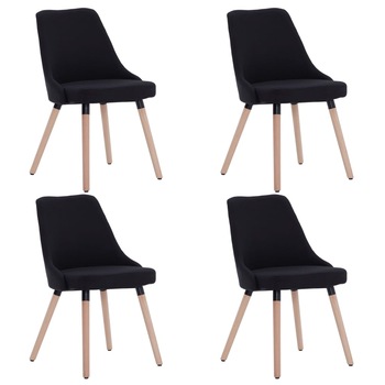 Set de 4 scaune de bucatarie, vidaXL, Negru, 43 x 43 x 83 cm, tapitate