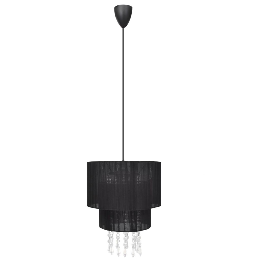 Candelabru cu cristale,vidaXL, Metal, E27, 60W, 27 x 33 cm, Negru
