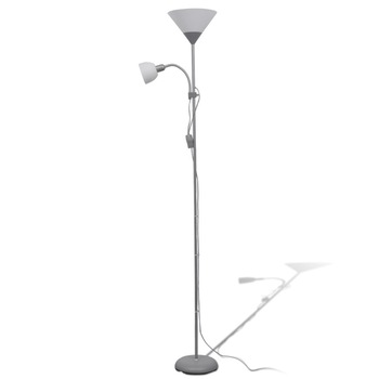 Lampa de podea cu 2 surse lumina, vidaXL, Otel, 180 x 22,5 cm, Gri Lampa de podea cu 2 surse lumina, vidaXL, Otel, 180 x 22,5 cm, Gri