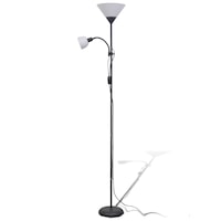 Lampa de podea cu 2 surse lumina, vidaXL, Otel, 180 x 22,5 cm, Negru