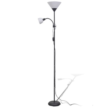 Lampa de podea cu 2 surse lumina, vidaXL, Otel, 180 x 22,5 cm, Negru Lampa de podea cu 2 surse lumina, vidaXL, Otel, 180 x 22,5 cm, Negru