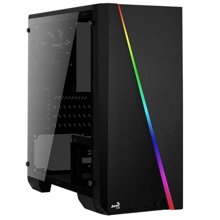 Aerocool Cylon Mini microATX minitorony számítógépház, akril oldalpanel, 13 RGB mód, fekete