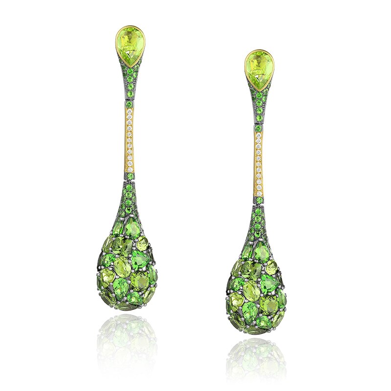 Cercei Deruvo Aur 18k Diamante, Granate Verzi, Turmaline Verzi, Peridot E3398GTGGPER-Y