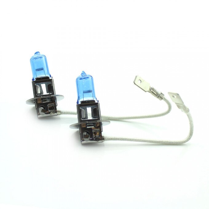 Set 2 becuri Halogen H3, 130% Intensitate, LONG LIFE, 12V, 100W, Alb Xenon
