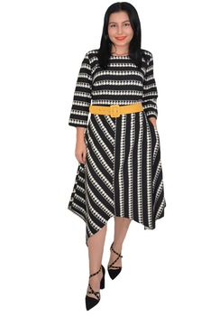 Rochie eleganta Zoey model cu dungi pepit si croi asimetric,D&J Exclussive, Negru Rochie eleganta Zoey model cu dungi pepit si croi asimetric,D&J Exclussive, Negru