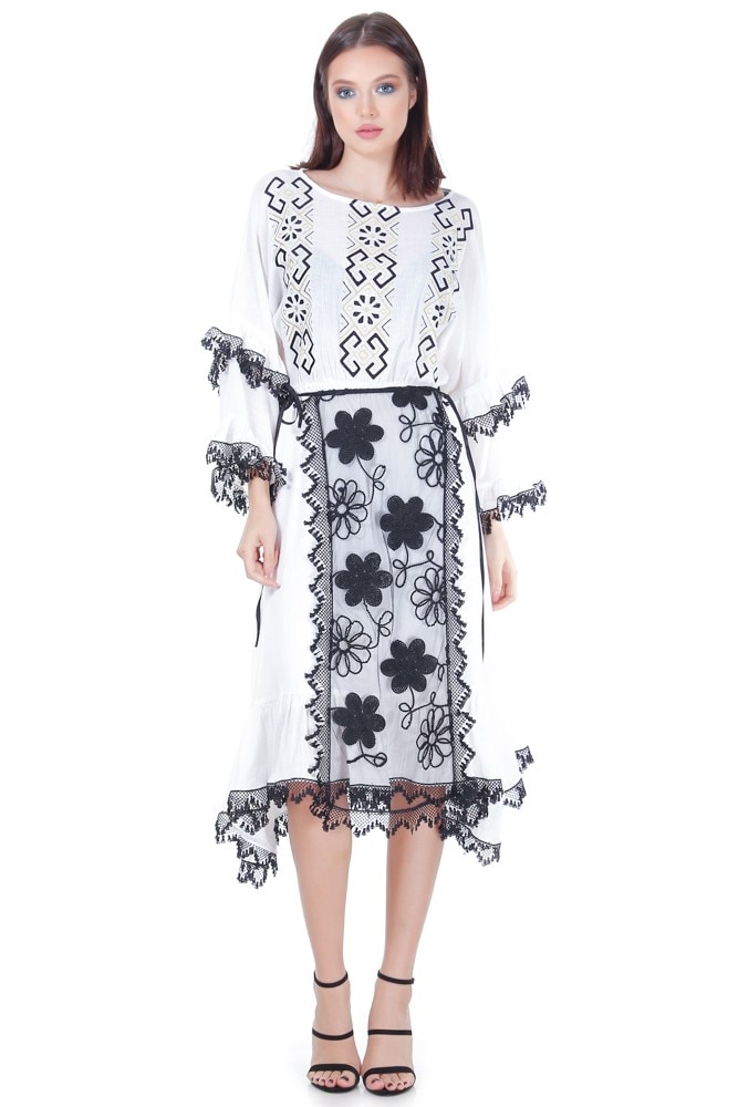 Rochie alb/negru vascoza cu fota Liza Panait ID-19E