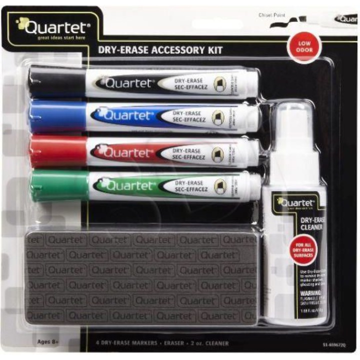 Set 4 markere tabla/spray curatare/burete, Nobo, Multicolor