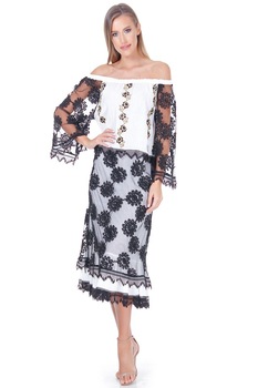 Rochie alb/negru vascoza Liza Panait ID-24E Rochie alb/negru vascoza Liza Panait ID-24E