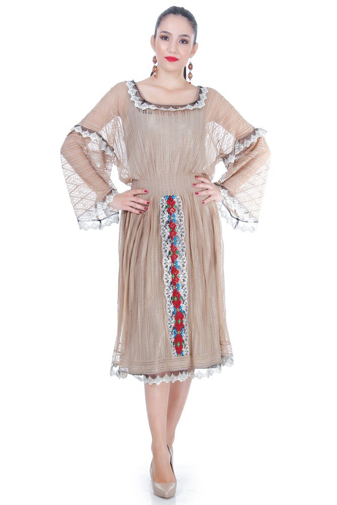 Rochie dantela bej Liza Panait ID-25E