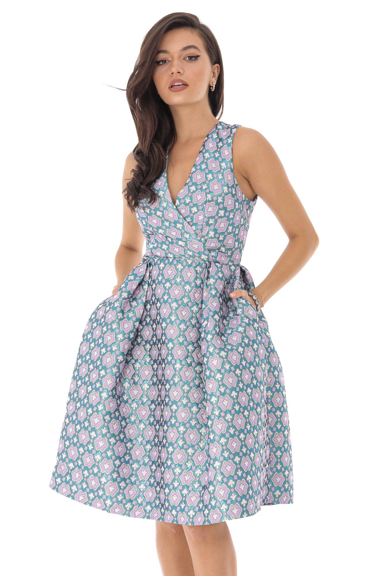 Rochie turcoaz, ROH, jacqard