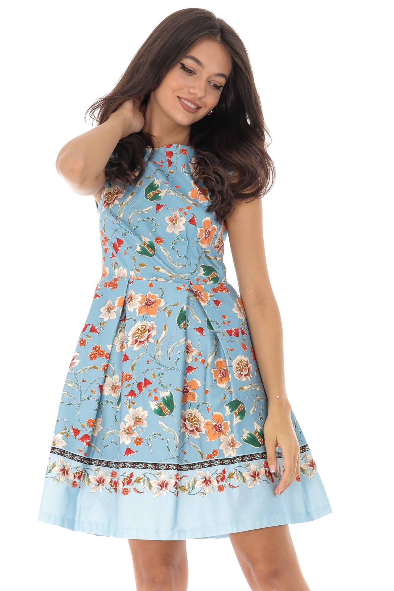 Rochie, albastra, ROH, cu pliuri