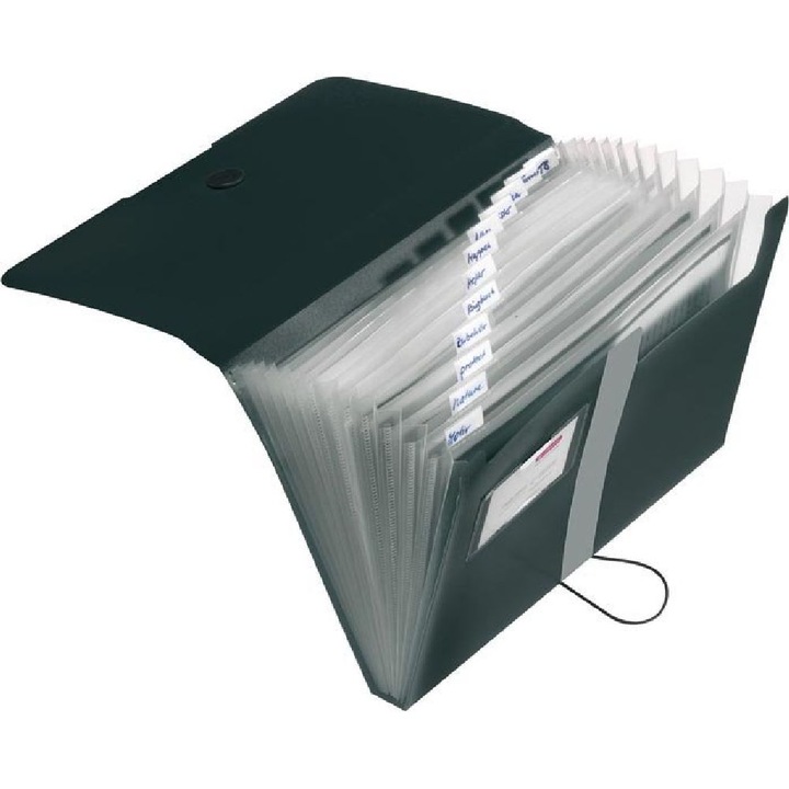 Папка Herlitz pp, А4, 12 прегради, черна