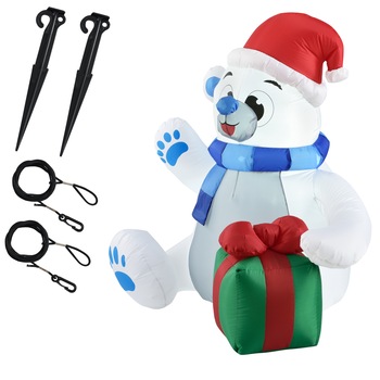 Urs polar gonflabil figurina Craciun iluminata cu LED, en.casa, 120 x 100 x 70 cm, nylon, alb Urs polar gonflabil figurina Craciun iluminata cu LED, en.casa, 120 x 100 x 70 cm, nylon, alb