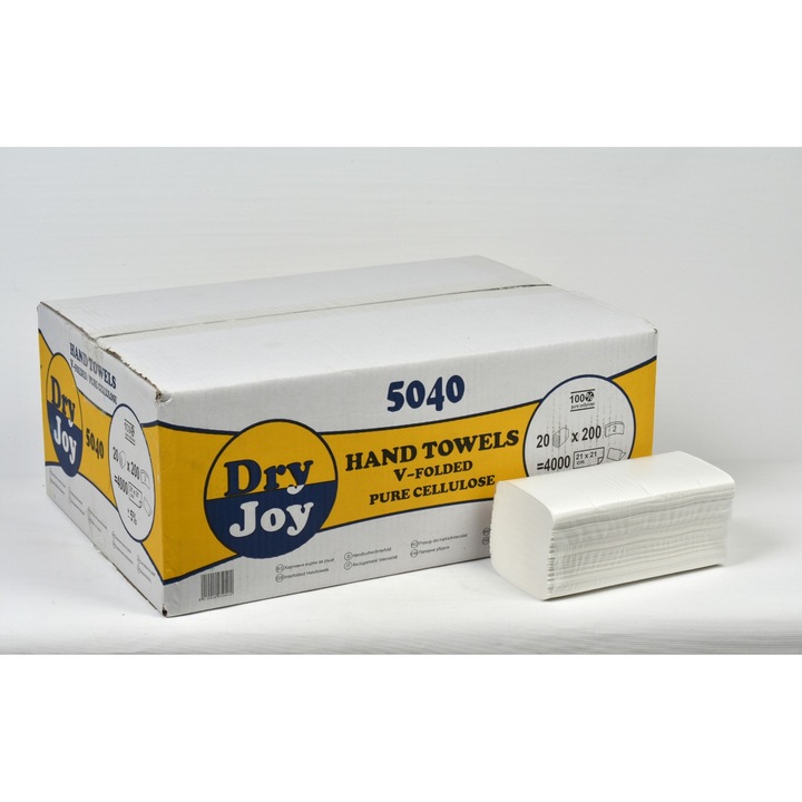 Kърпи за ръце двупластови Dry Joy 5040, бели, V сгънати, 200 къса