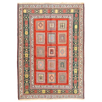 Covor Persan Sirjan Relief,lucrat manual,lana,Rosu-Bej,150X110 Covor Persan Sirjan Relief,lucrat manual,lana,Rosu-Bej,150X110