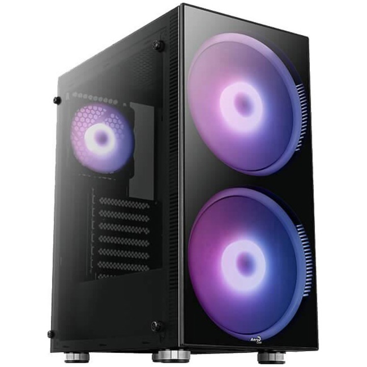 Компютърна кутия Aerocool Python, Middle Tower, Без захранване, ATX, Черна