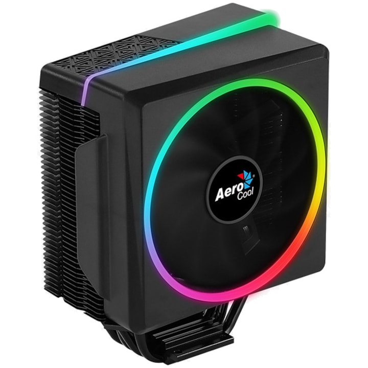Cooler procesor Aerocool Cylon4, iluminare RGB, compatibil AMD/Intel, negru