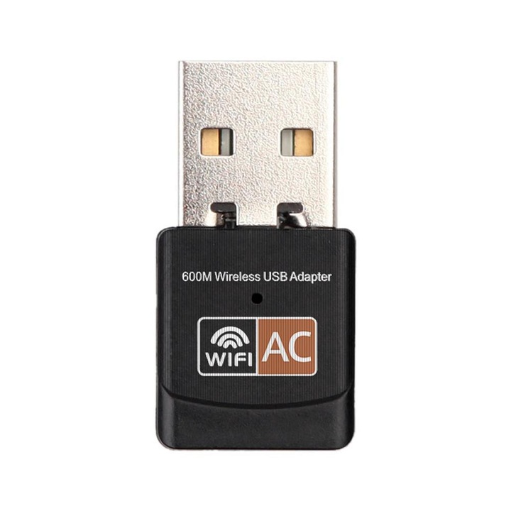 Adaptor Wireless USB 802.11ac, placa de retea Wi-Fi Dual Band, 600 Mbps, chipset RTL8811AU